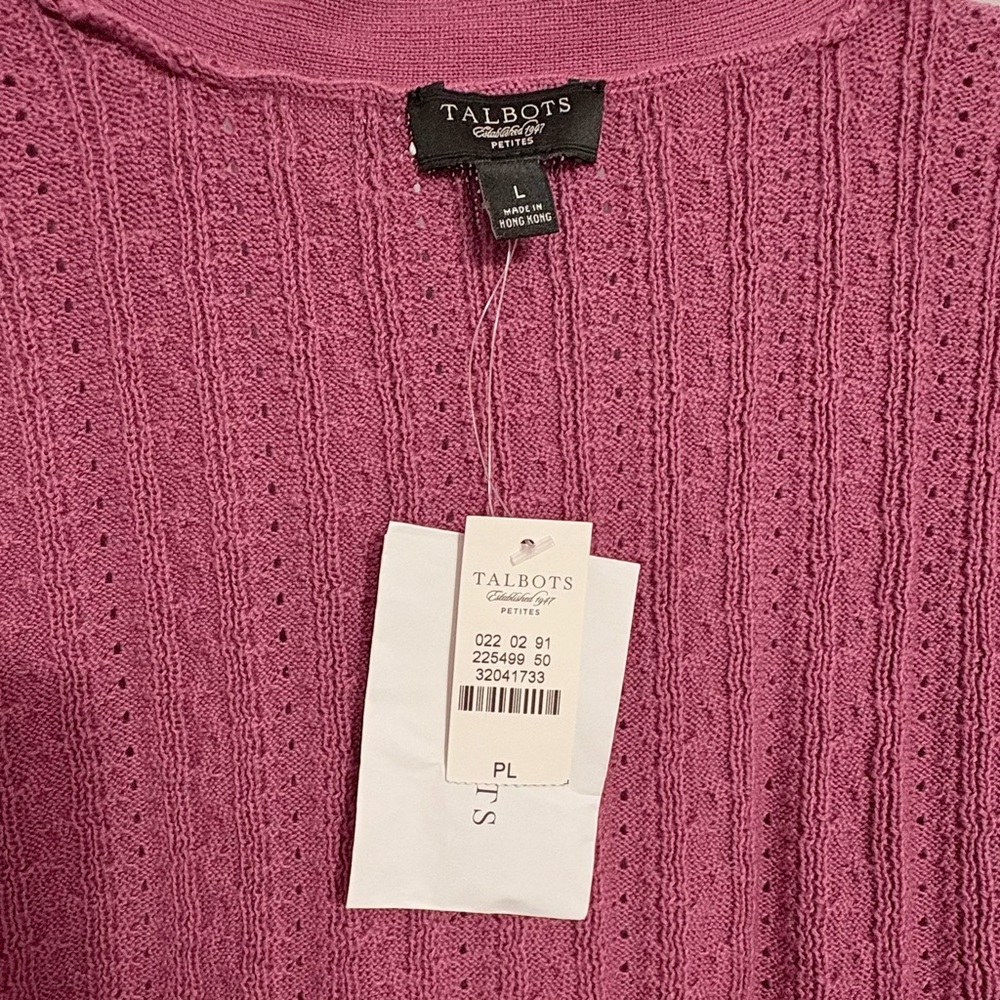 Talbots NWT Cotton Woman’s Pointelle Cabled Cardigan - Picture 5 of 6